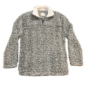 Copper Key Grey White Sherpa Quarter Zip Fleece Pullover Sweater Womens Large